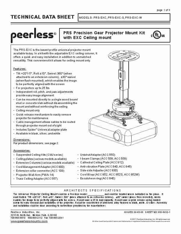 Peerless Industries Projector Accessories PRS-EXC-page_pdf